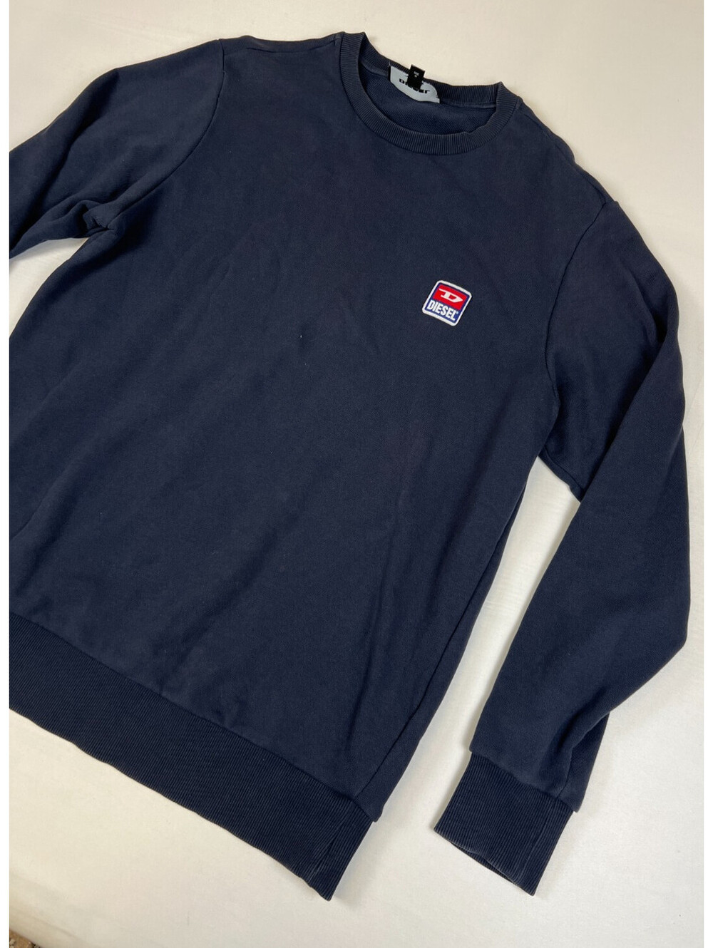 Diesel Men's M Blue Logo Patch Long Sleeve Crewneck Sweatshirt - Picture 7 of 11